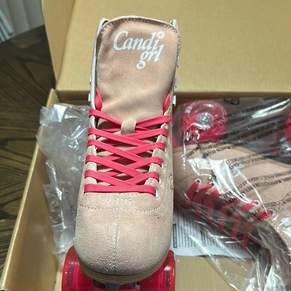 Suede Roller Skates with Pink Accents - Picture 2 of 9